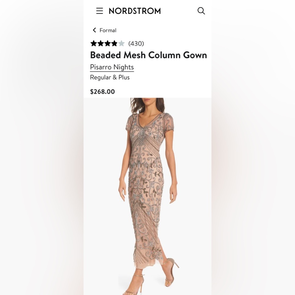 Pisarro Nights Beaded Mesh Maxi Dress - Rose - Picture 5 of 10